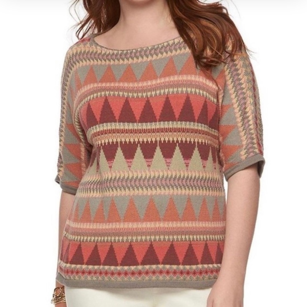 CHAPS P XL SHORT SLEEVE SWEATER BLOUSE TOP